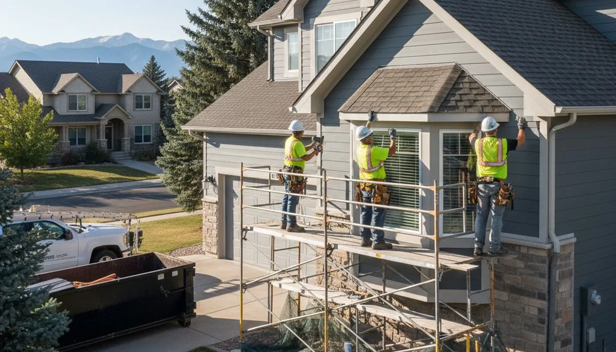 Denver, CO siding contractor installing vinyl siding on a home exterior